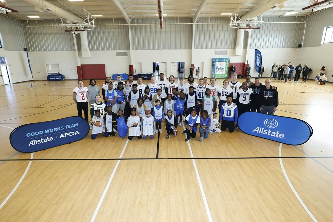 Instagram post by @genesissmith__ for Allstate. Caption reads: Being part of the Allstate AFCA Good Works Team at....