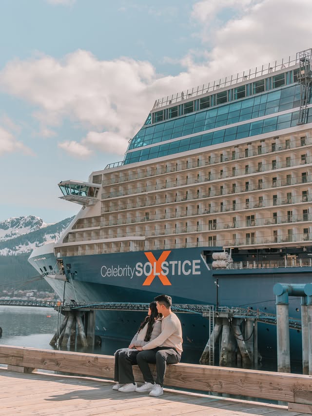 Instagram post by @ang.and.chris for Celebrity Cruises. Caption reads: [...] cruise experience unlocked 🥹🚢....
