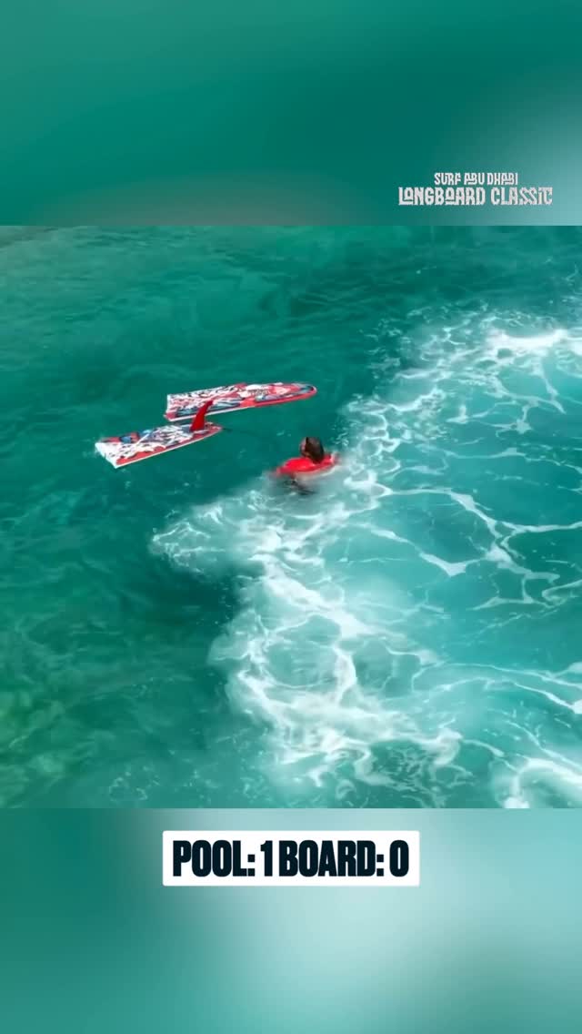 Instagram post by @kevinskvarna for World Surf League. Caption reads: And the magic stick falls victim to the pool…....