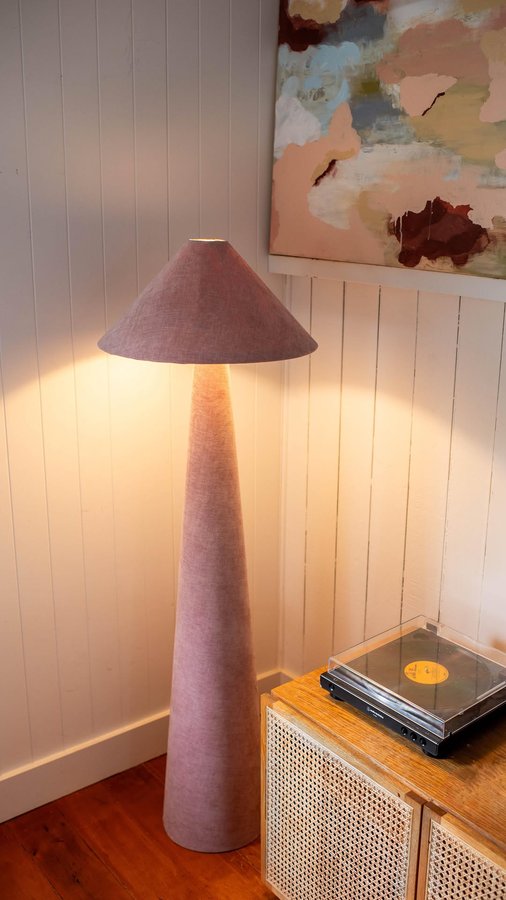 Instagram post by @genevavanderzeil for Fiskars. Caption reads: Making an Anthropologie inspired upholstered lamp!....