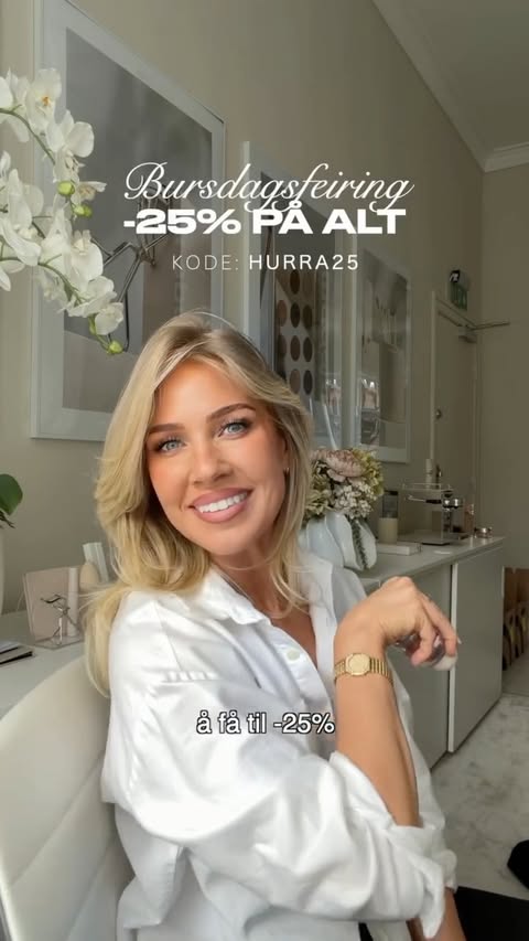 Instagram post by @evelinekarlsen for Made It Cosmetics. Caption reads: BURSDAGSFEIRING!🥳 -25% på alle @madeitcosmetic....