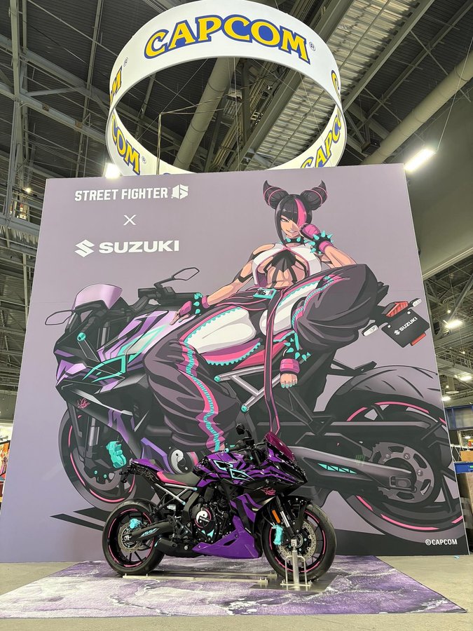 Instagram post by @goridesuzuki for Suzuki. Caption reads: Suzuki is thrilled to be onsite at EVO 2025 [...].