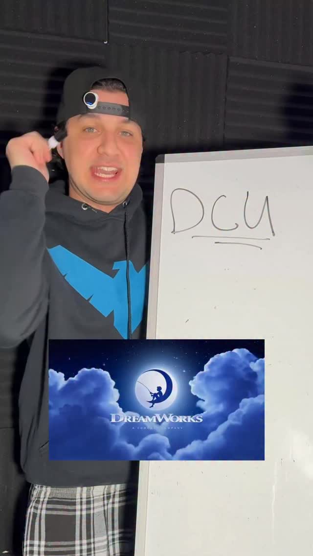 Instagram post by @bigscreenberkan for DreamWorks. Caption reads: TIME TO BINGE THE DREAMWORKS TIMELINE!! THE DCU 🤯....