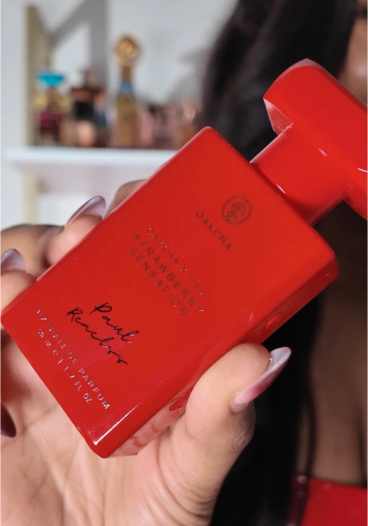 TikTok post by @parissvanity for Oakcha. Caption reads: Strawberry sensation by @Oakcha x @Paul |....