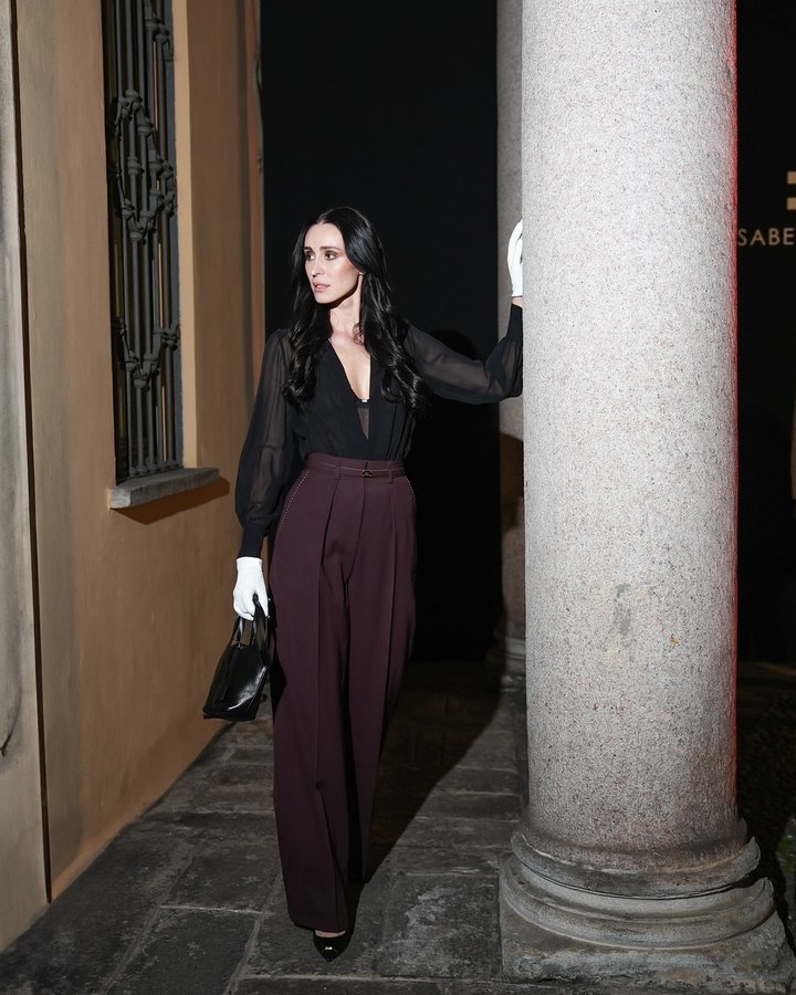 Instagram post by @elvirajain for Elisabetta Franchi. Caption reads: An unforgettable evening at the Elisabetta Franchi....