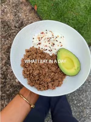 TikTok post by @katiebernardo_ for Hiyo. Caption reads: what I eat in a day!!! @drink hiyo limited edition....