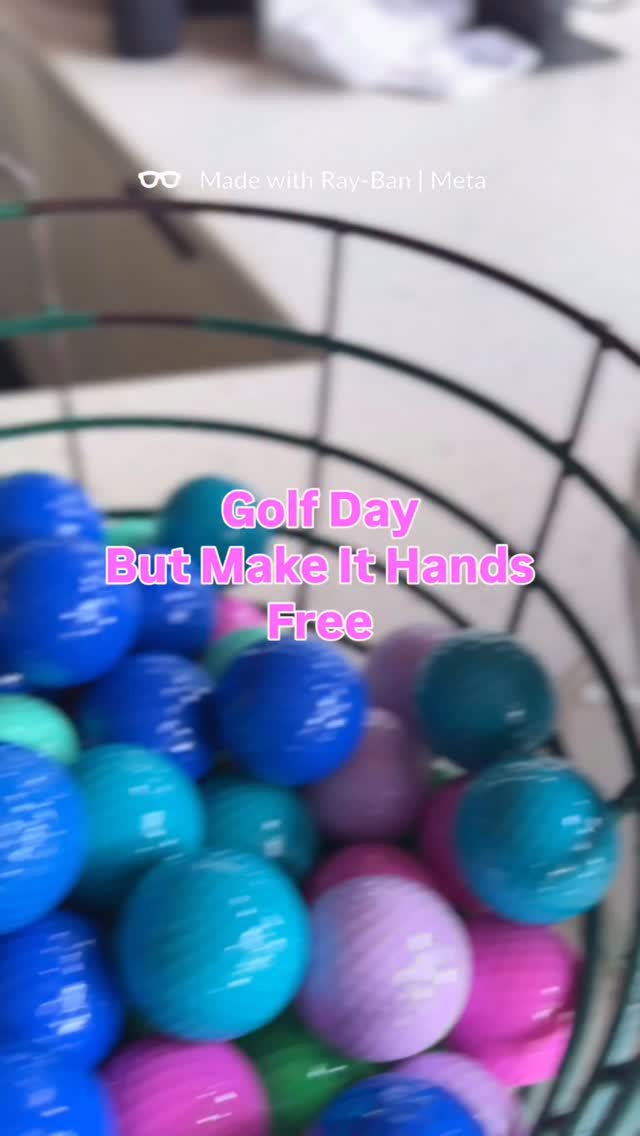 Instagram post by @fitgirlbomb for Ray-Ban. Caption reads: Golf day with the crew hands-free…. No need to....