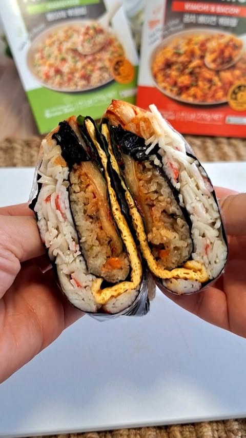 Instagram post by @ofood_au for FCBA Community. Caption reads: Kimbab Sandwich using @ofood_au Korean Fried Rice....