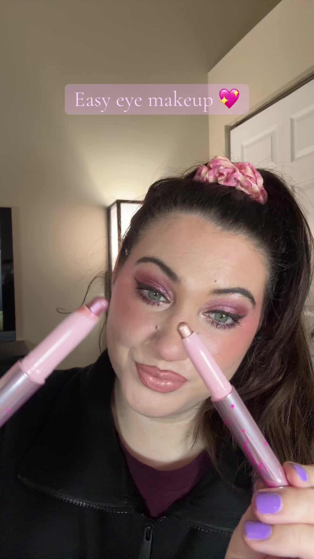 TikTok post by @littlekodee for Grande Cosmetics. Caption reads: [...] brown Macstack mascara @Grande Cosmetics....