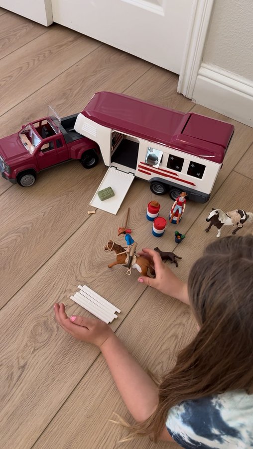 Instagram post by @stayathomeactivitymom for Schleich. Caption reads: 🚨Hot holiday toy alert 🚨 The all-new schleich....