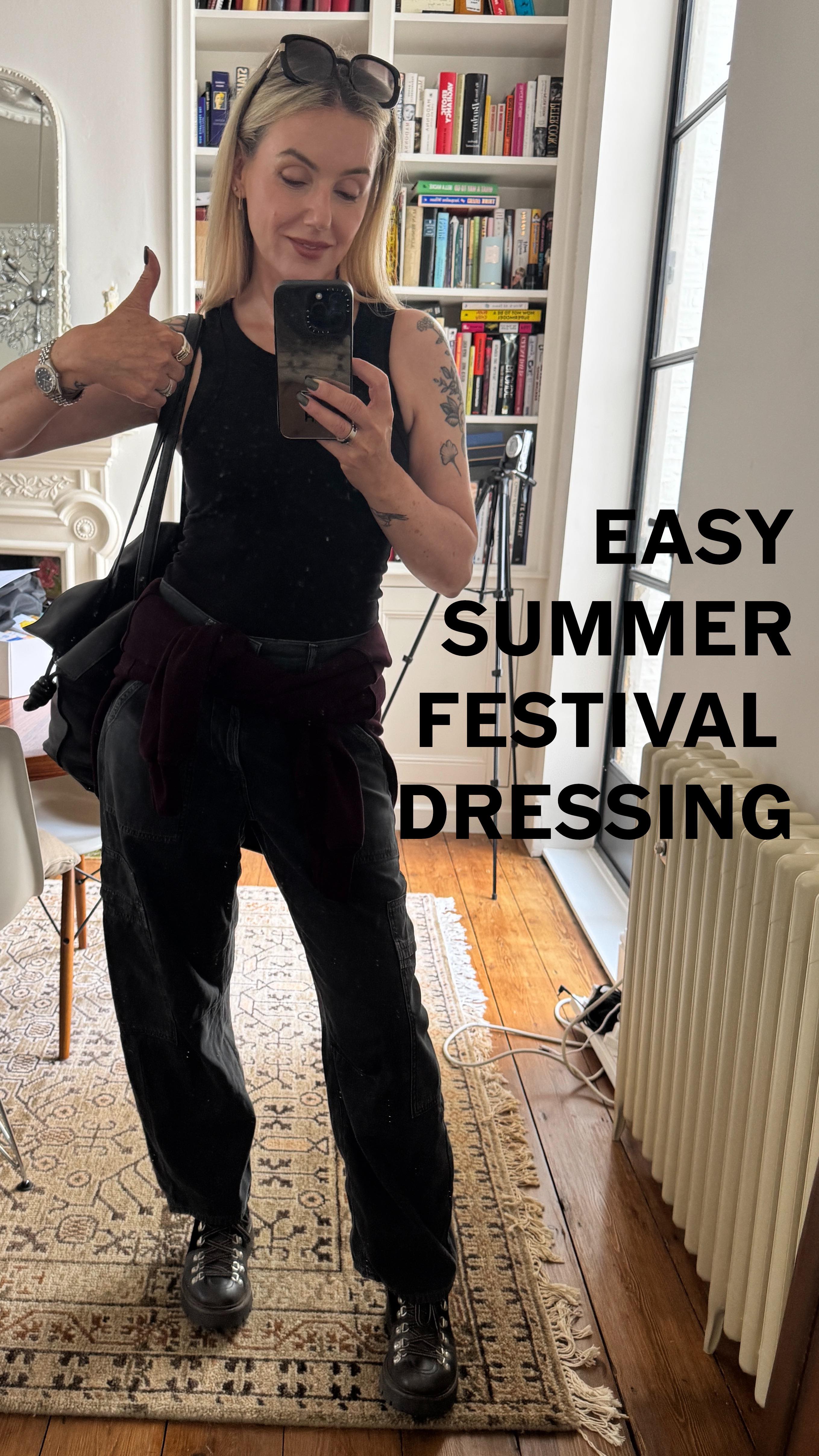 Instagram post by @salihughes for New Balance. Caption reads: Festival dressing packing tips. Back to beauty....