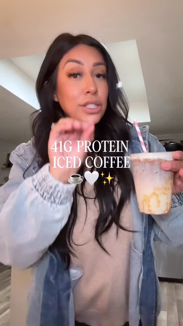 Instagram post by @christykomorowski for Javvy Coffee. Caption reads: [...] getting your protein & coffee in 🫶🏼....