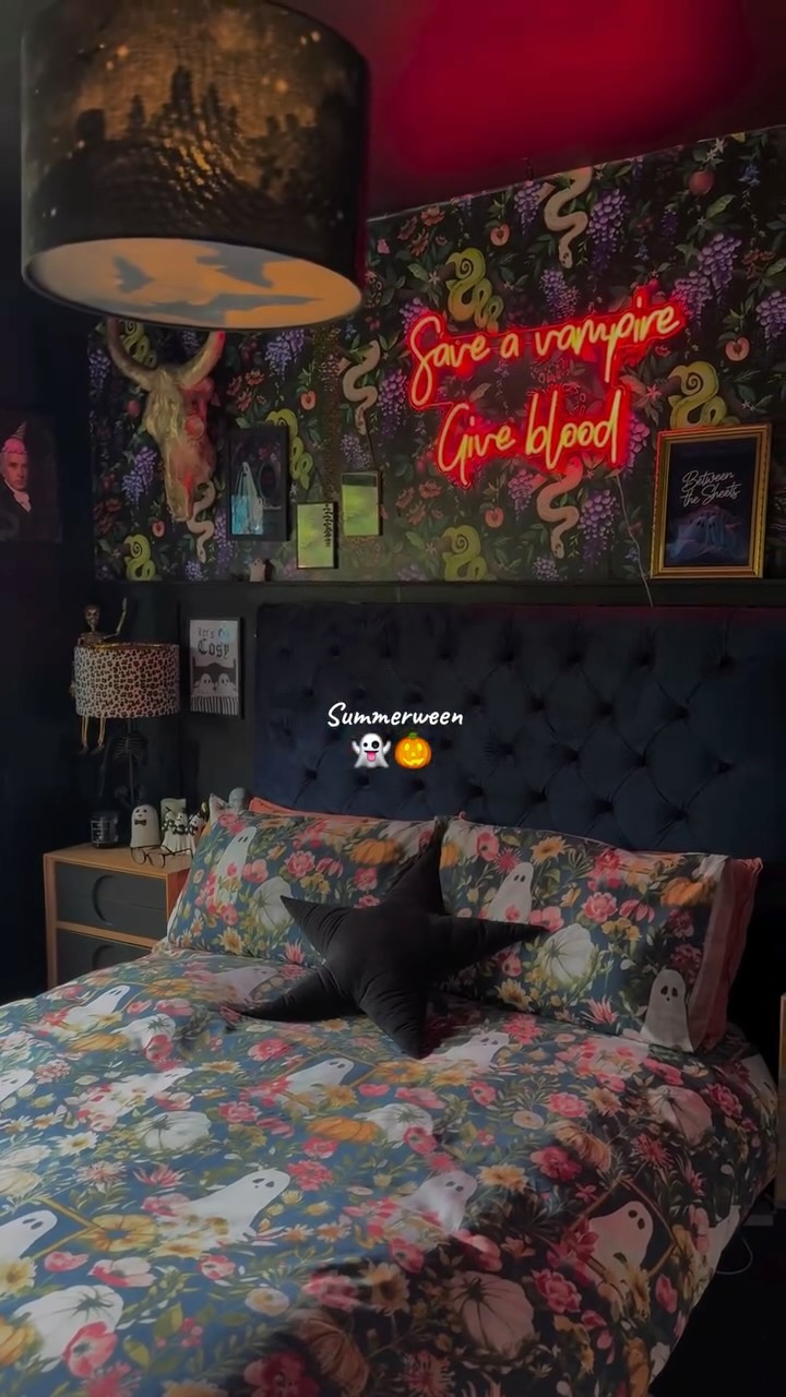 Instagram post by @deadbutdecorated for furn.. Caption reads: [...] Halloween 👻 
This Bootanical Duvet....
