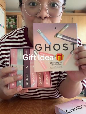 TikTok post by @june.ira for GHOST FRAGRANCES. Caption reads: Gift idea for perfume lovers. 🎁 @Ghost Fragrances....
