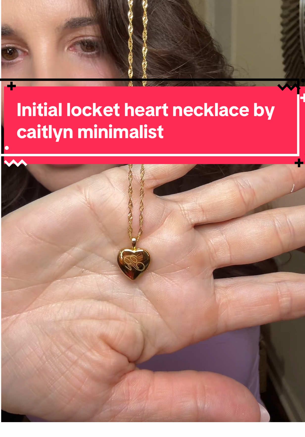 TikTok post by @allison_louise_ for Caitlyn Minimalist. Caption reads: [...] initial heart locket necklace by Caitlyn....
