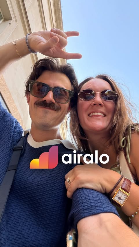 Instagram post by @sameoldseth for Airalo. Caption reads: [...] I didn't try this sooner 🤦‍♂️ Download....