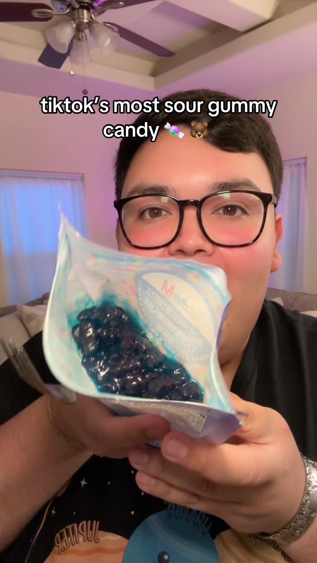 TikTok post by @trulymoises for Mama V’s Candy. Caption reads: @Mama Vs Candy these are super sour gummy candy.....