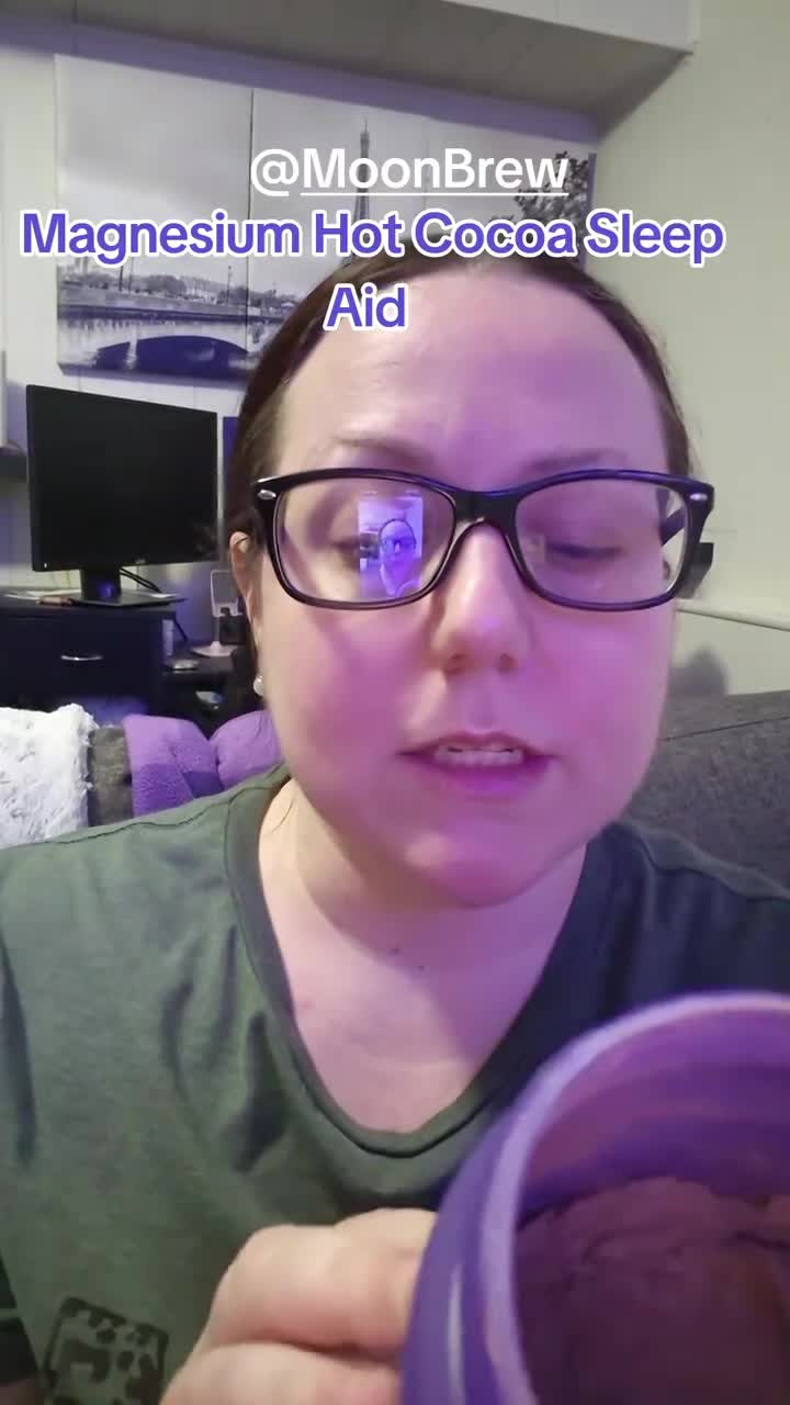 TikTok post by @bri.bri3590 for MoonBrew. Caption reads: @MoonBrew #magnesiumhotcocoa #magnesiumbenefits....