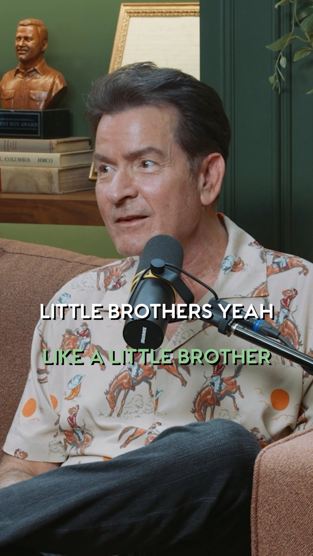 Instagram post by @charliesheen for Gallery Books Group. Caption reads: @charliesheen talks about family, friends and....