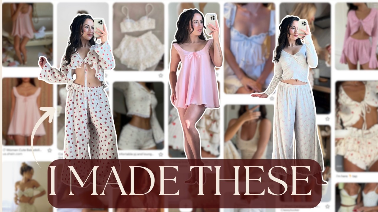 YouTube post by @rebeccasplace for Hobby Lobby. Caption reads: sewing cutie pajamas because pretty sleepwear....