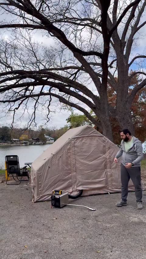 Instagram post by @themancavediaries for BougeRV. Caption reads: [...] a serious upgrade 🔥🏕️
I tested the BougeRV....