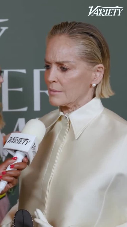 Instagram post by @sharonstone for Variety. Caption reads: Sharon Stone on the advice she gave Sydney Sweeney....