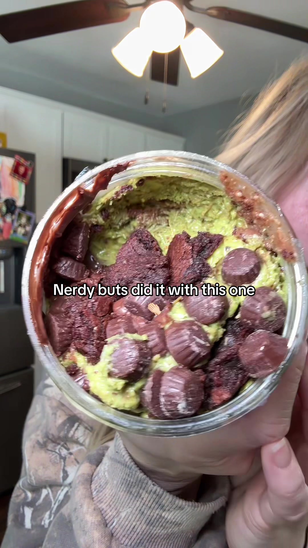 TikTok post by @j0rdynfreeman for Nerdy Nuts. Caption reads: YUM. @Nerdy Nuts Shop #nerdynuts #dubai #chocolate....