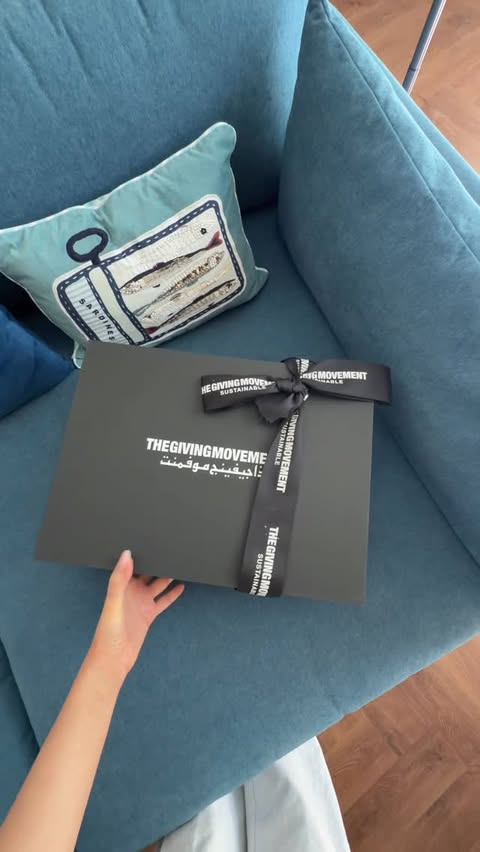 Instagram post by @azizaalsaleh for The Giving Movement. Caption reads: Nothing like a new PJ set from @thegivingmovement....
