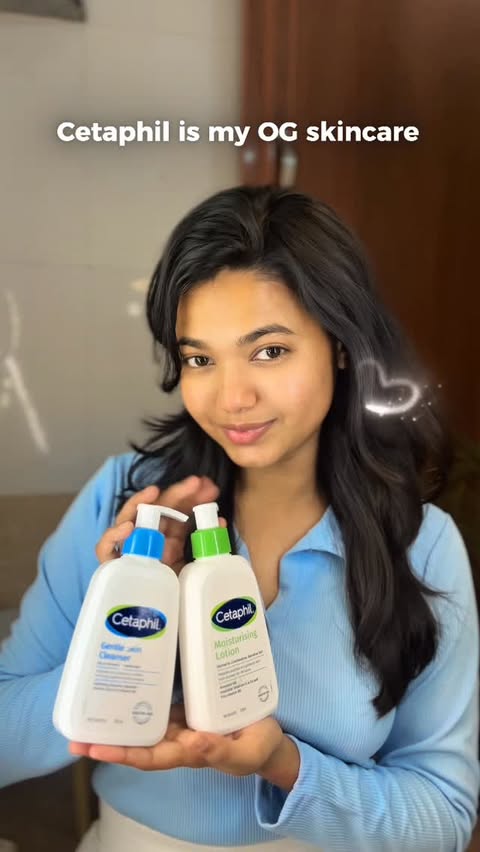 Instagram post by @kitkat.neha for Cetaphil. Caption reads: My skin’s OG vibe 💖 Cetaphil Gentle Skin Cleanser....