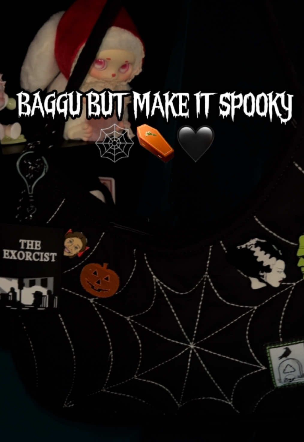 TikTok post by @adorecarina for Wicked Misfit. Caption reads: [...] bag with me! I’m obsessed 🖤🕸️ @Wicked....