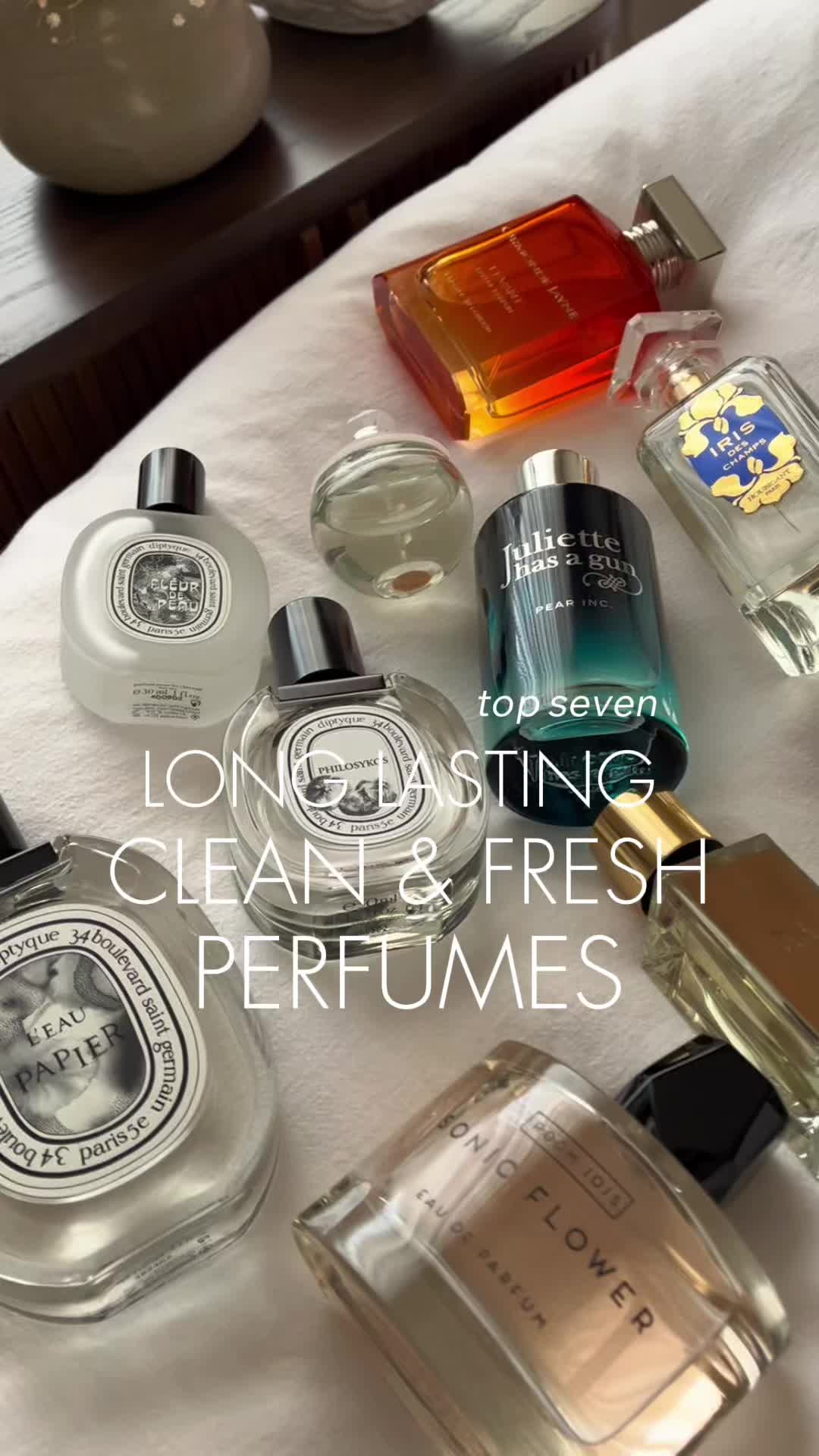 TikTok post by @scentedmind for pernoire. Caption reads: Long lasting clean & fresh perfumes?! YES PLEASE....
