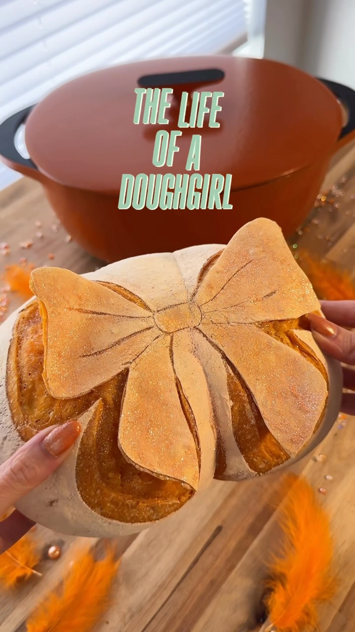 Instagram post by @the.sourdough.mama for Caraway Home. Caption reads: We’re in our doughgirl era. 🥖 Which ‘The Life of....