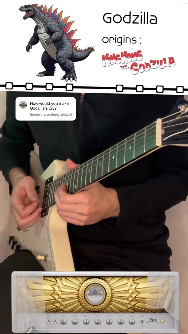 Instagram post by @david.fay404 for Neural DSP. Caption reads: Matching Godzilla’s roar with Archetype: Rabea X!....