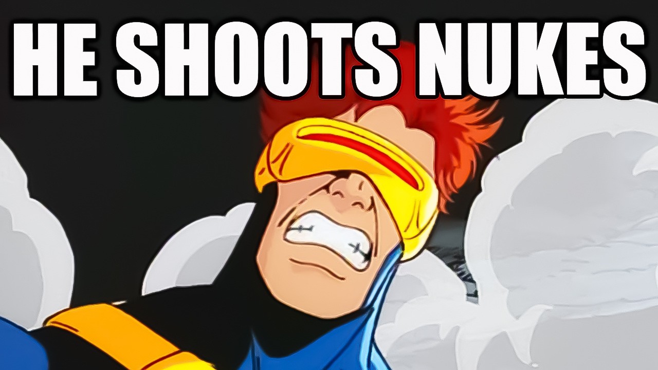YouTube post by @TheUndeadHumor for Fiverr. Caption reads: Cyclops' Eye Lasers Are STUPID.