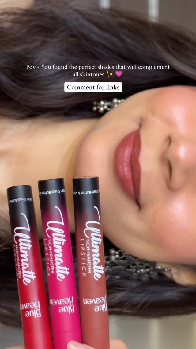 Instagram post by @lifestylefindswithnia for Blue Heaven Cosmetics. Caption reads: [...] Non Transfer Lipstick from....