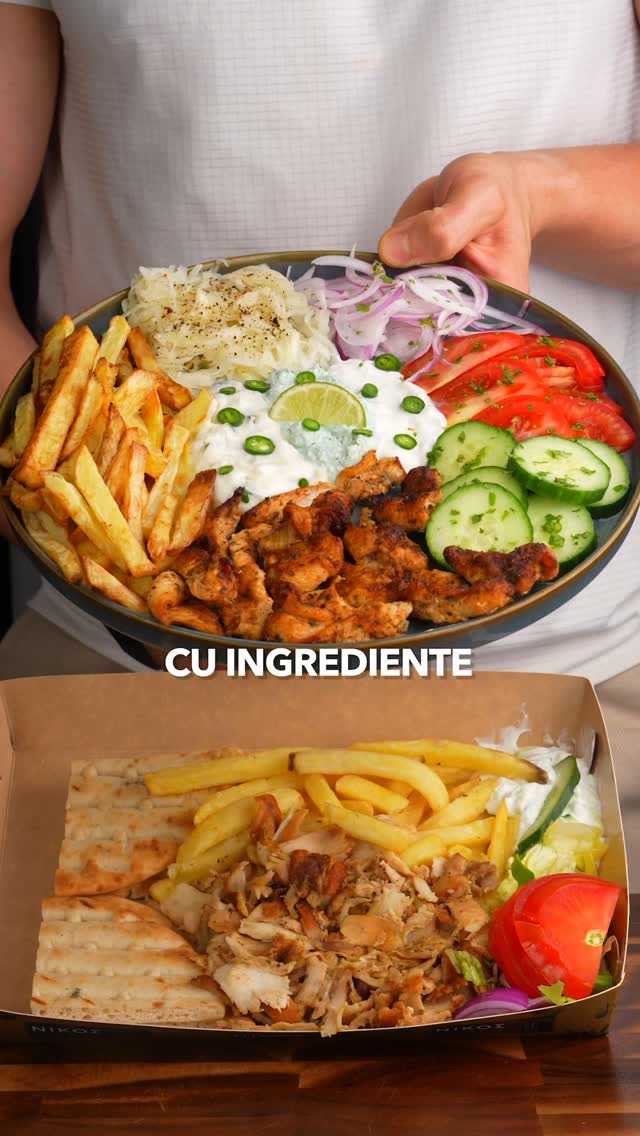Instagram post by @nicolas_aesthetics for Lidl CZ. Caption reads: Reteta de farfurie Gyros cu doar 14 lei, 500 kcal....