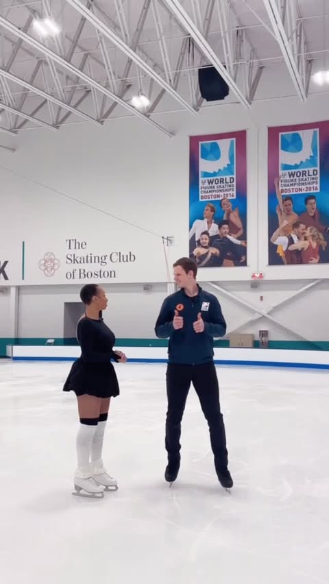 Instagram post by @_moniquecoleman for Wiskii Active. Caption reads: First lift 🥹⛸️♥️👏🏾 
….won’t be the....