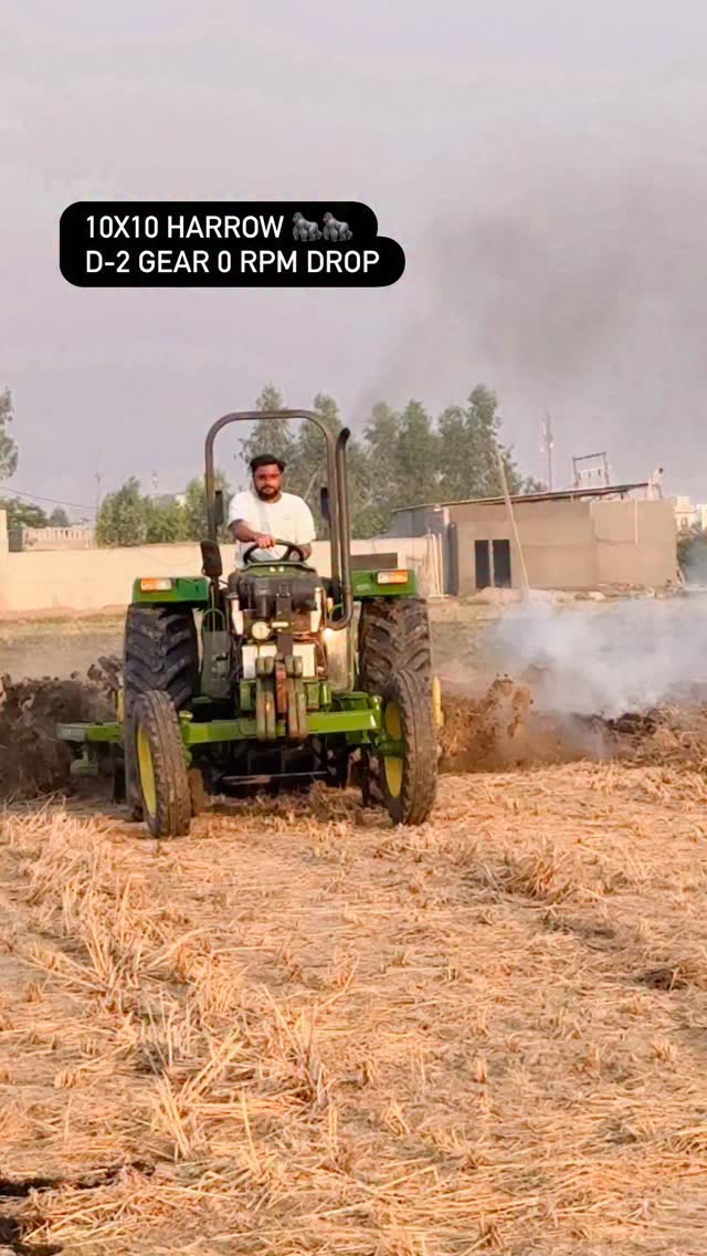Instagram post by @tipical_haryanvi for John Deere. Caption reads: KingKong 🦍🦍 D-2 gear ⚙️ without RPM dropped 🚜....