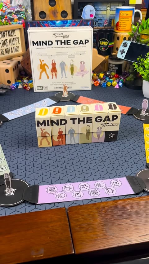 Instagram post by @woosung.boardgames for Spin Master. Caption reads: Mind The Gap is a fun game to pick-up this holiday....