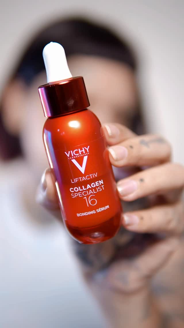 Instagram post by @hevysouza for Vichy Brasil. Caption reads: Novo serum colágeno 16 da Vichy
Sua dose diária de....