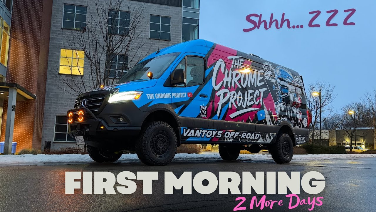 YouTube post by @TheChromeProject for Jackery. Caption reads: FIRST MORNING Living In The NEW VAN. Last 2....
