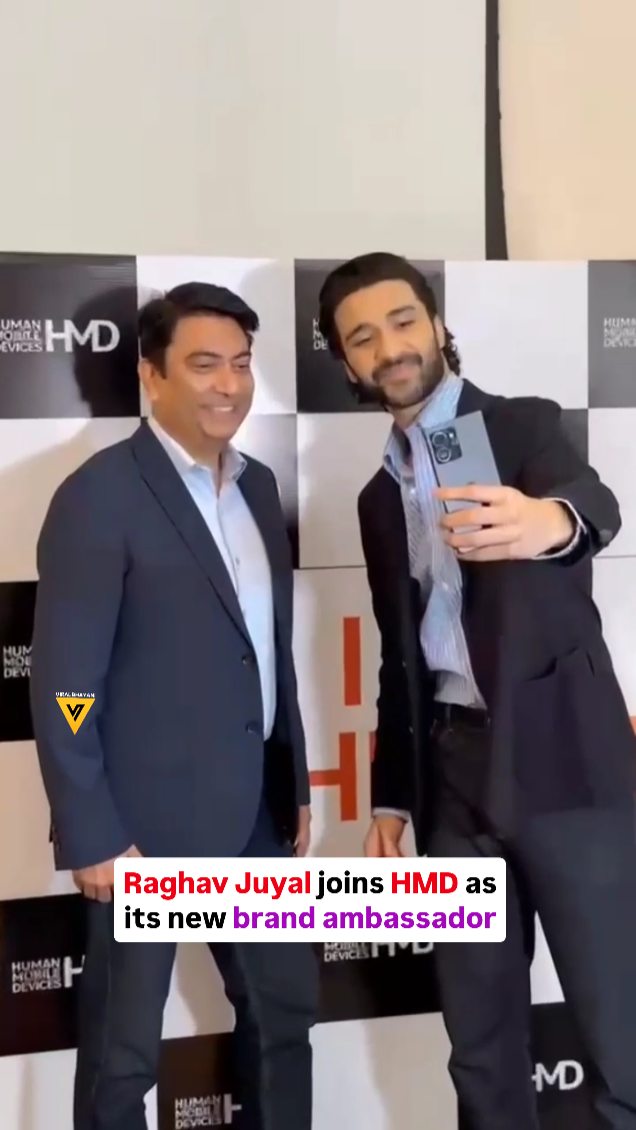 Instagram post by @viralbhayani for HMD. Caption reads: Ravi Kunwar from HMD welcomes Raghav juyal as the....