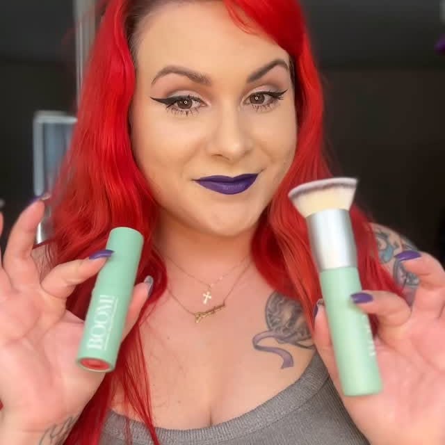 Instagram post by @deadly_777 for Boom Beauty. Caption reads: Let’s try out the @boombeautyhq blush stick!....