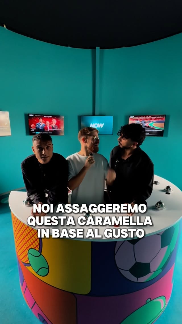 Instagram post by @riccardodose for NOW. Caption reads: INDOVINIAMO IL GUSTO DELLE CARAMELLE DI @nowtvit!....