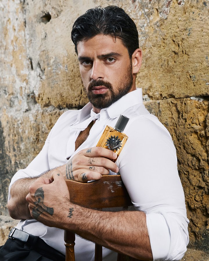 Instagram post by @michelemorrone for Dolce&Gabbana. Caption reads: DEVOTION 

Intense. Distinctive. Alluring.....