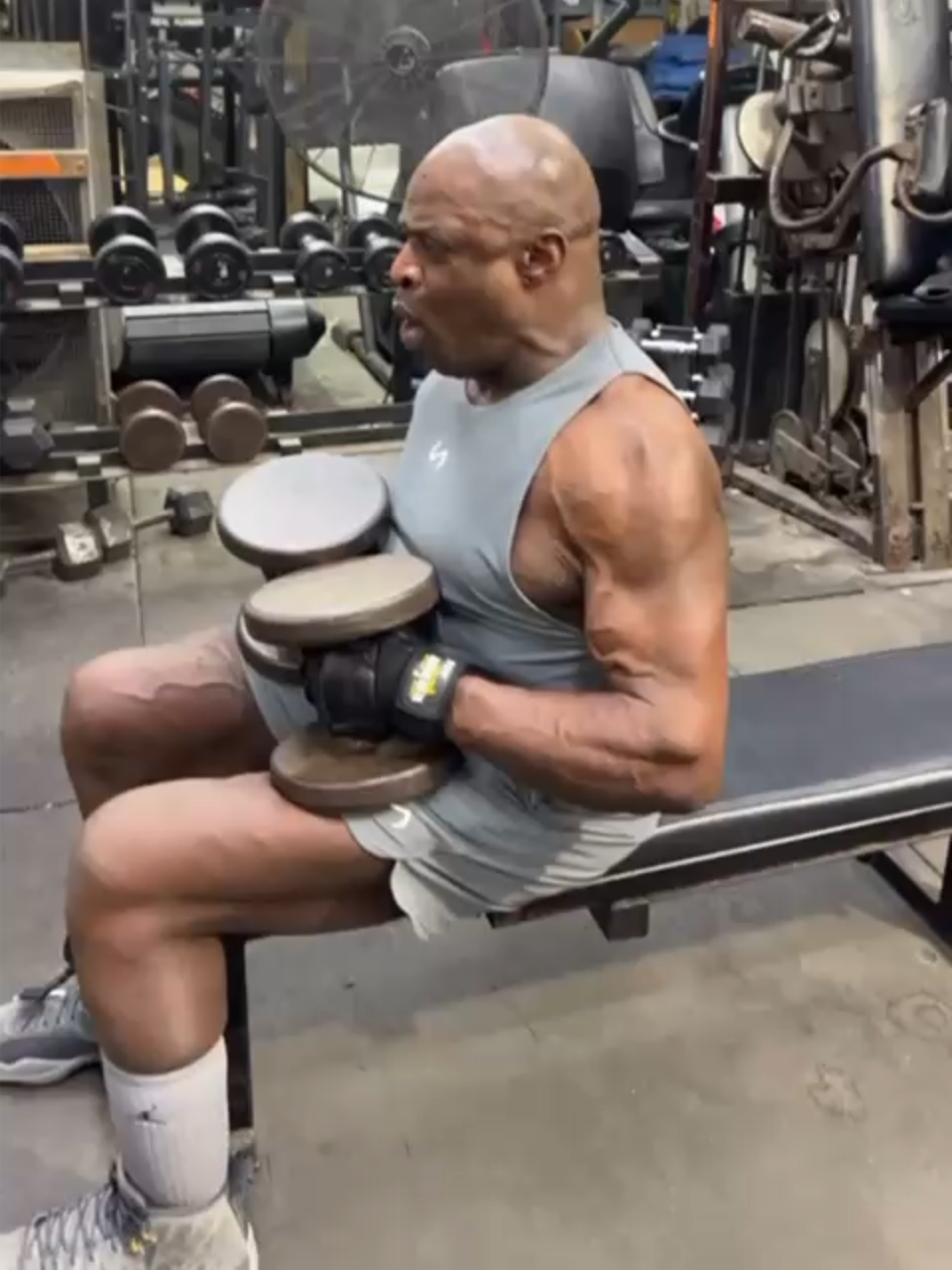 TikTok post by @ronniecoleman8x for TLF Apparel. Caption reads: [...] how we do it in the FLEX!! ⚡️Apparel:....