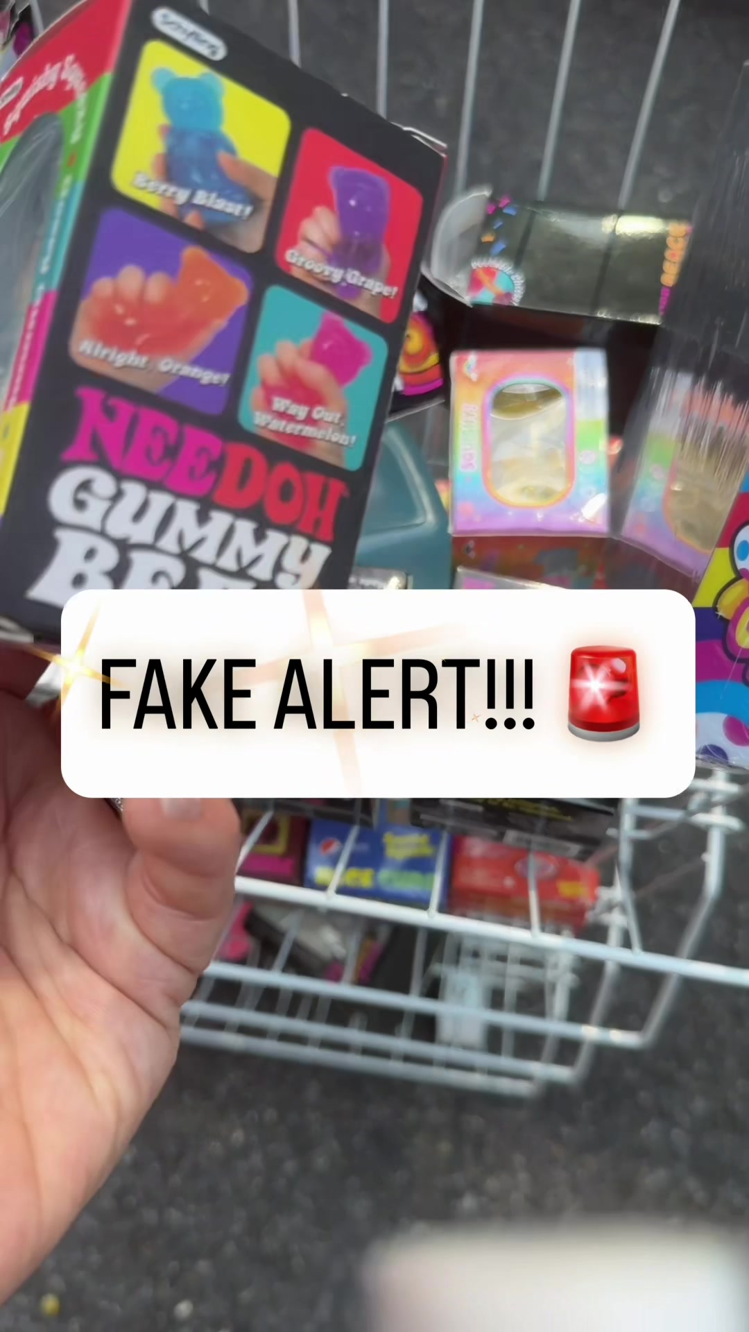 TikTok post by @playliverepeat for NeeDoh (Schylling). Caption reads: How to spot FAKE Needoh SQUISHIES! I just learned....