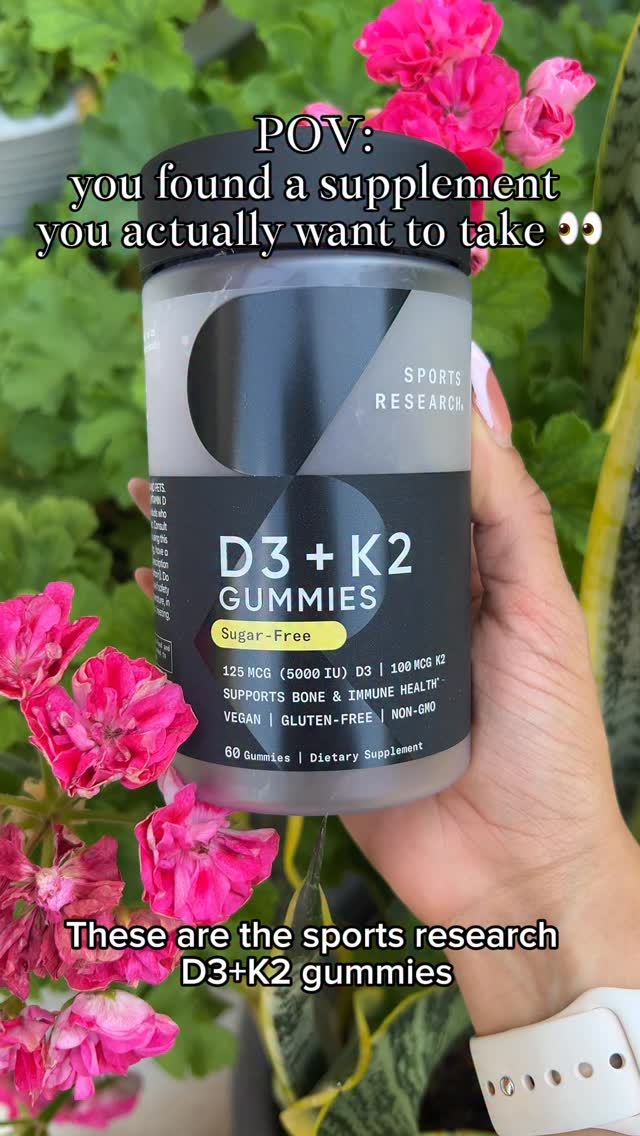 Instagram post by @joannasmakeuppp for Sports Research. Caption reads: Bone + immune support in a gummy that actually....