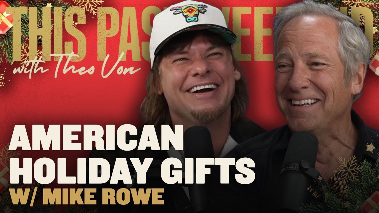 YouTube post by @TheoVon for American Giant. Caption reads: American Holiday Gift Guide w/ Mike Rowe.