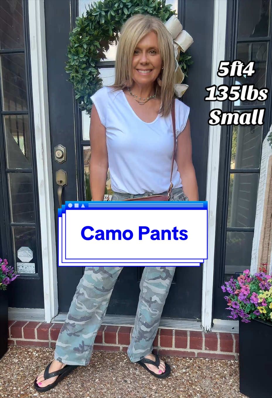 TikTok post by @stephsfashionfinds for Flamingo Shop. Caption reads: [...] ! #camo #camopants @Flamingals by Flamingo....
